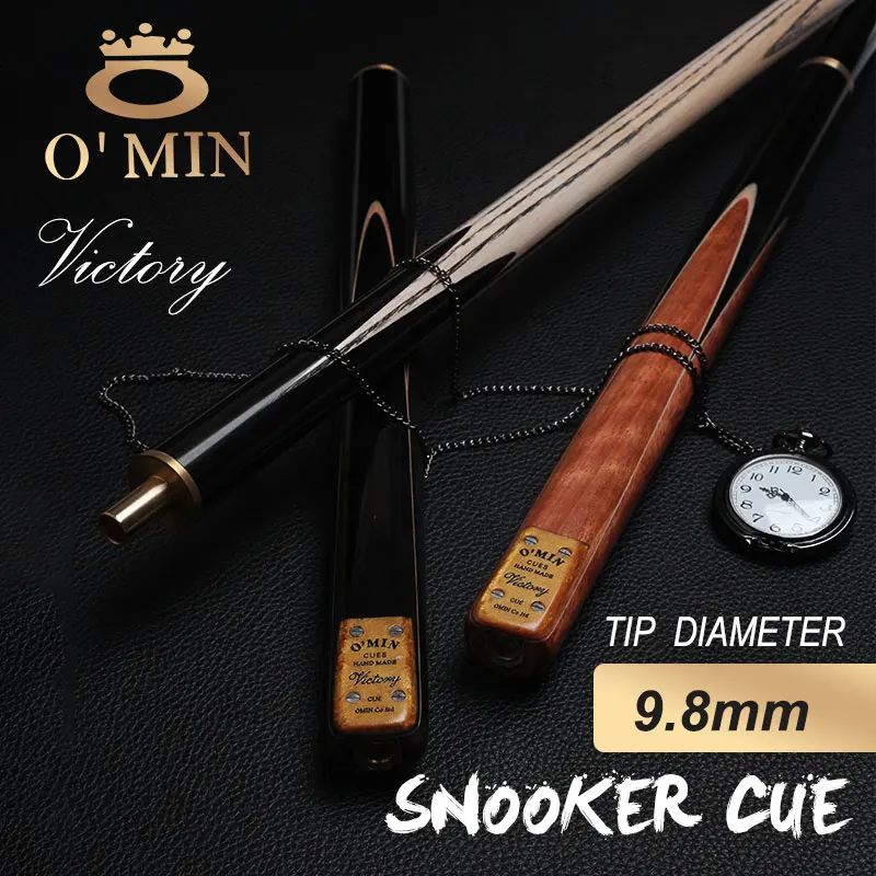 Omin Victory Series 3/4 Snooker Cue 9.8mm Tip Ash Wood Shaft Brass Joint Solid Wood Butt With Extension Billiards Stick Cue