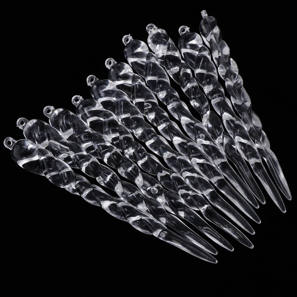 10Pcs Twisted Clear Crystal Icicles Christmas Tree Hanging Decoration Chandelier Tree Crystal Pendant Ornaments Garland