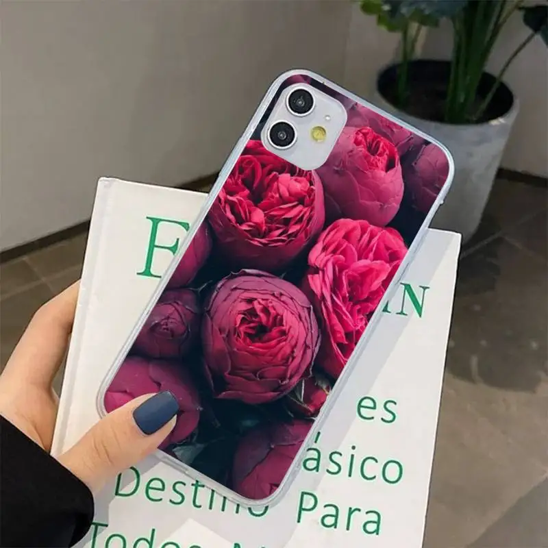 Elegant Pink Purple Peony Flower On the Vase Phone Case for iphone 13 8 7 6 6S Plus X 5S SE 2020 XR 11 12 pro XS MAX