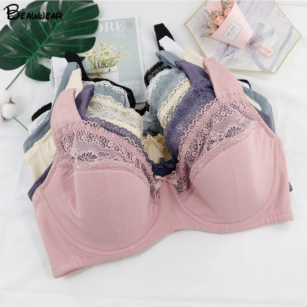 Womens Push Up Bras Lace Bralette Light Padded Underwired Perspective  Brassiere Big Bust Sexy Lingerie Underwear D DD E F G Cup