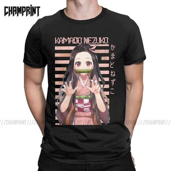 

Kamado Nezuko T Shirts for Men Cotton T-Shirts Demon Slayer Kimetsu No Yaiba Tanjirou Anime Manga Tee Shirt Short Sleeve Tops