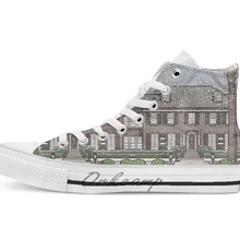 Домашняя Рождественская дышащая Повседневная Высокая обувь на шнуровке холщовая Обувь Кеды Прямая