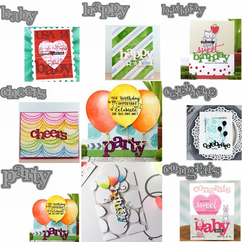 

Cheerful Words Baby Happy Birthday Metal Cutting Dies Stencil For DIY Decoration Paper Cards Album Making Template 2019 New