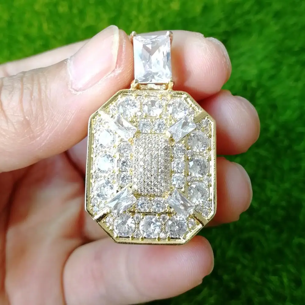 ICED OUT латунь CZ квадратные Подвески ожерелье вечерние ювелирные изделия подарок хип хоп CN175