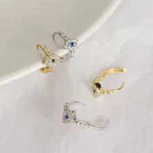 925 пробы серебряные серьги для девушек сглаза серьги Очаровательные циркониевые голубые глаза маленькие серьги-гвоздики модные ювелирные изделия