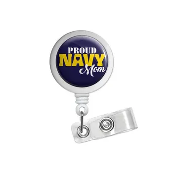 

Navy Mom Retractable ID Badge Reel