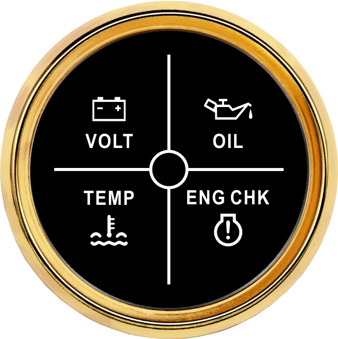 52 мм датчик сигнализации 9-32 в вольт/Температура масла/воды/проверка двигателя индикатор 4 Светодиодный индикатор сигнала тревоги датчик подходит для автомобиля лодки с подсветкой
