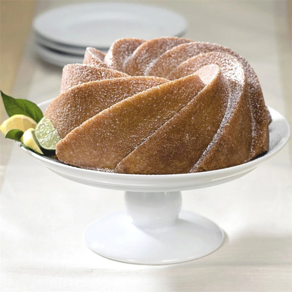 Large Spiral Shape Food Grade Silicone Bundt Cake Mold Pan 3D Fluted Cake Mould Form Bread Bakery Baking Tools Bakeware