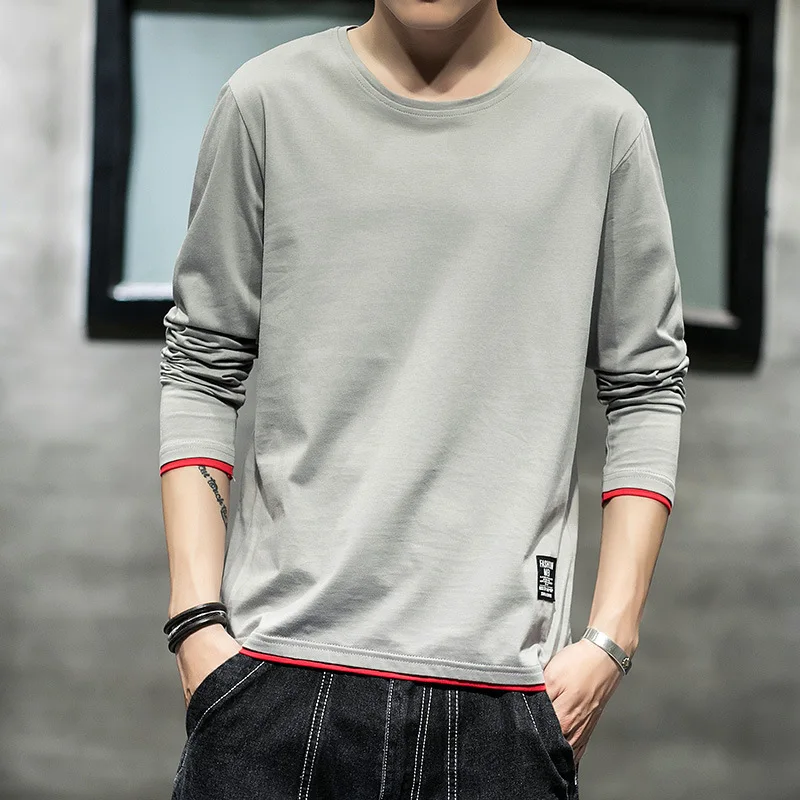 Men T Shirt 2019 Autumn New Men's Casual Round Neck Long Sleeve T Shirt Men Youth Fashion Simple Men's Clothing Wild Shirt
