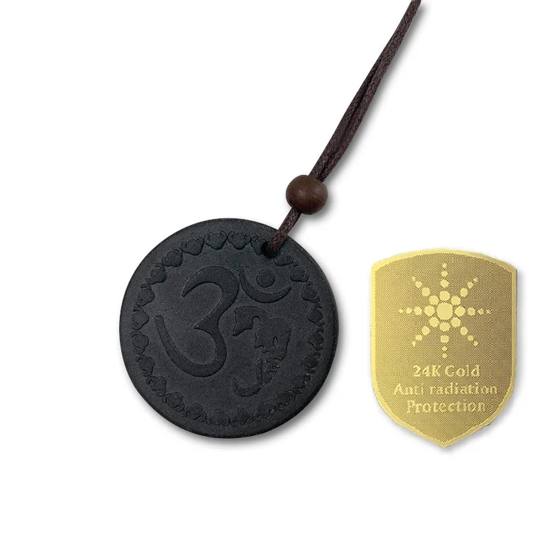 1 Energy Balance Volcanic Stone Pendant Negative Ion Necklace with 6 EMF Protection Stickers for Phone | Украшения и аксессуары
