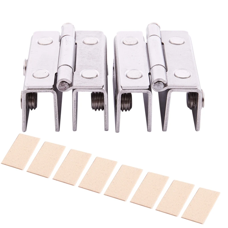 

2x Shower Glass Door Adjustable Double Clamp Hinge Silver