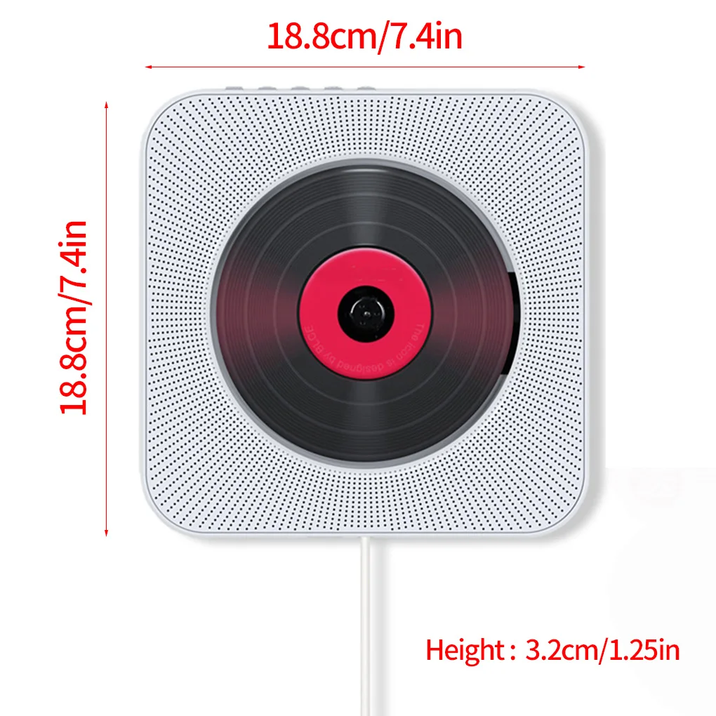 벽걸이 형 블루투스 4.2 CD 플레이어, 리모컨 ABS 플라스틱 무선 오디오 붐박스