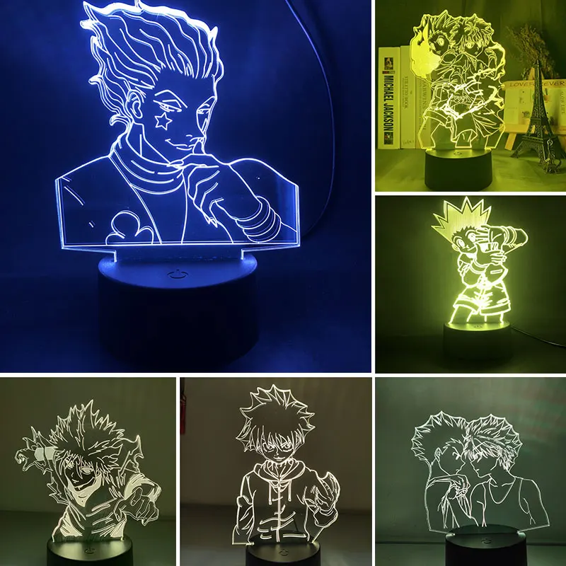 Kids Night Light Anime Hunter X Hunter Gon Killua Hisoka 3d Led Night Lamp for Children Touch Sensor Colorful Bedroom Lamp Gifts