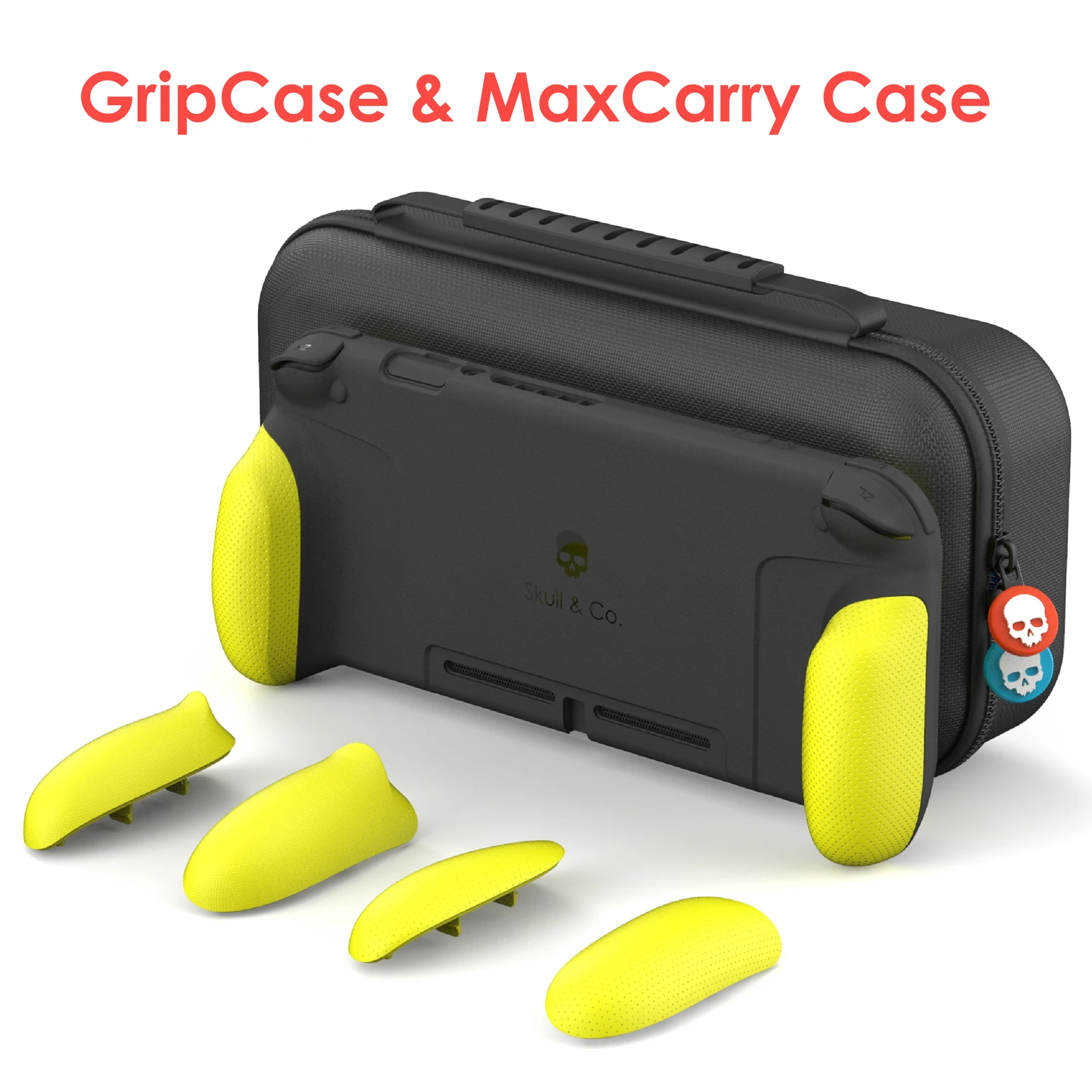 Защитный чехол Skull& Co. Grip со сменными ручками и чехол MaxCarry, сумка для переноски для kingd nintendo Switch - Цвет: Set - Yellow