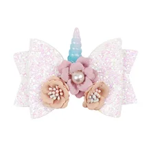 Горячая Распродажа, заколка-бабочка для маленьких девочек с изображением цветка единорога, полупаковки, Детские аксессуары для волос, заколка с двойной вилкой, AliExpress