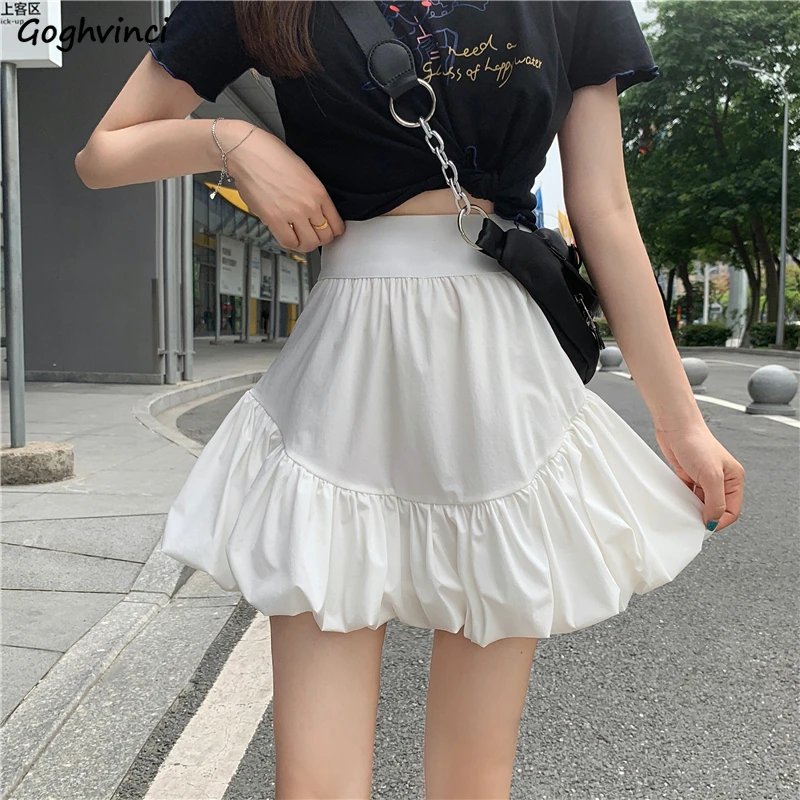 Faldas cortas princesa Ulzzang para mujer, minifaldas de cintura alta, de en A, diseño Irregular, estilo coreano - AliExpress Ropa de