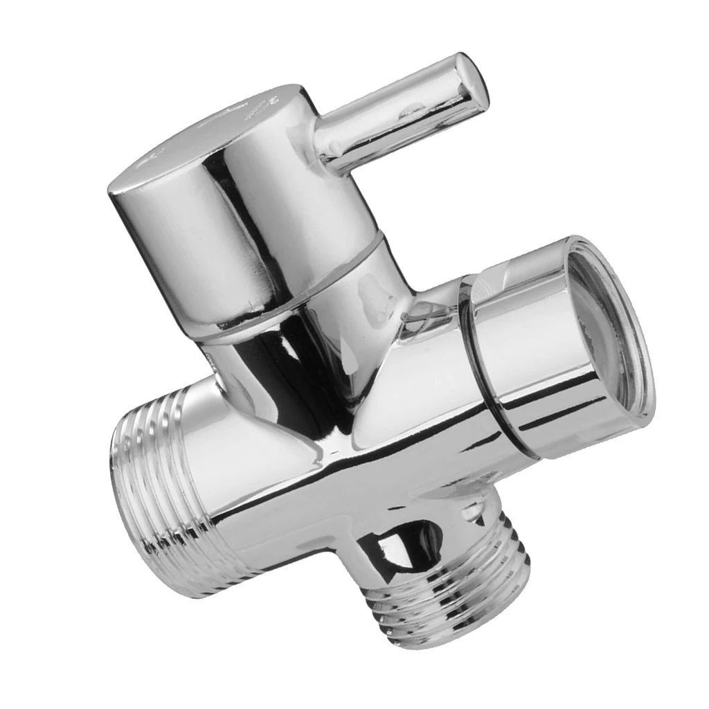 Silver 3 ways T-adapter Valve Diverter for handheld Shower Head Bidet Faucet Tap G3/4inch G1/2inch