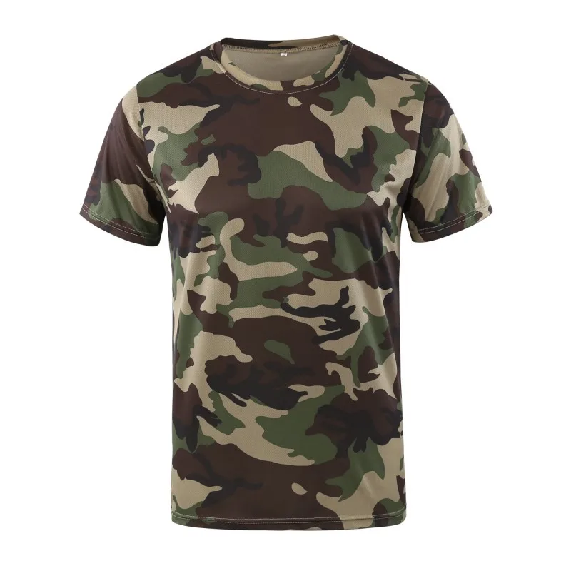 Camouflage T Shirt Men Summer T-shirt Short Sleeve Tee Tops Mens Outdoor Military Tactical Combat Fitness  Quick Dry T Shirts