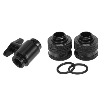 

3 Pcs Accessories: 1 Pcs Aluminum Handle Water Ball Valve & 2Pcs Od 14Mm G1/4 Water Cooler Hard-Tube Connector