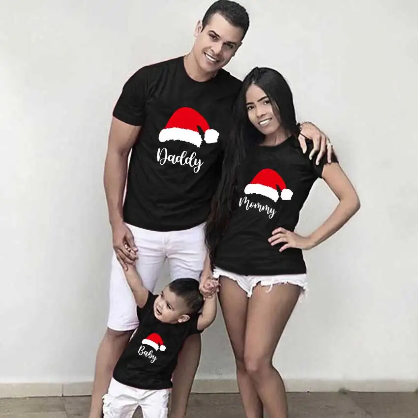 

Cotton Tshirt Santa Claus Merry Christmas Family Matching tshirt Clothes mother kids daughter father girl Boys Family Look tops