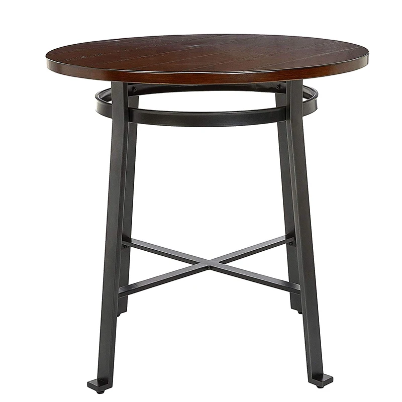 Modern Design Solid Wooden Bar Table Metal Leg Home Bar Furniture Round Counter Table HighTable Famous Design Loft Caft Bar