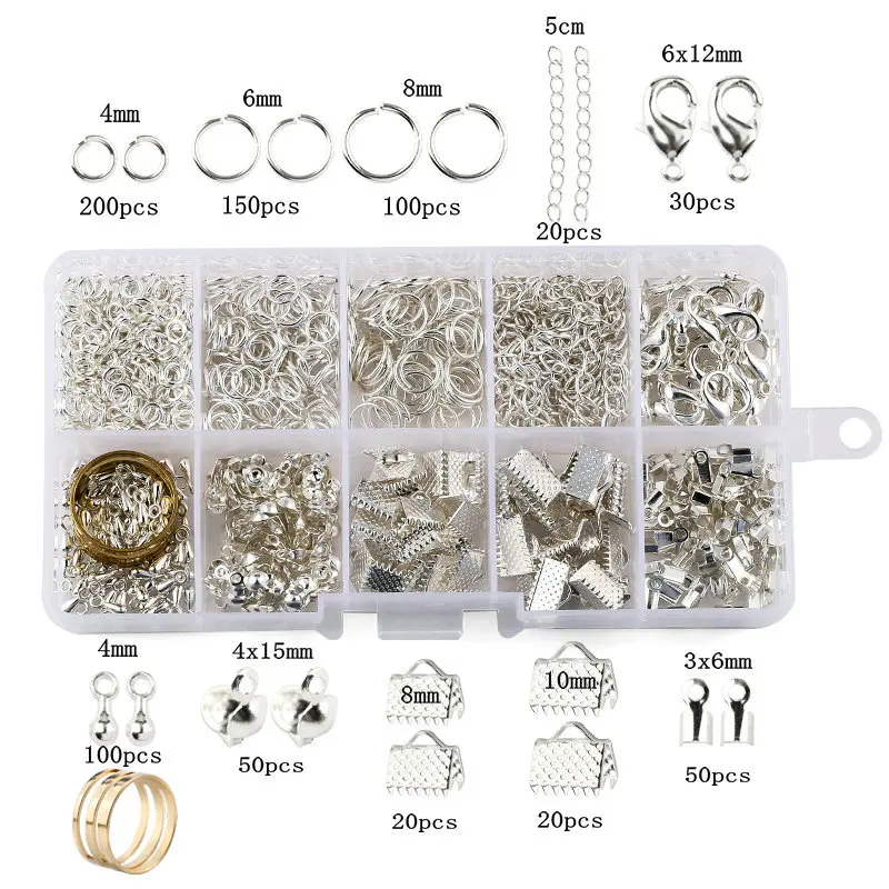 YUGDRUZY Jump Rings for Jewelry Making Kit, 1500pcs Jewelry Repair Kit for Necklace Bracelet, Lobster Clasps and Closures Repair Supplies, Lobster