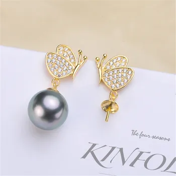 

NEW ARRIVAL 925 Sterling Silver Earrings Mountings Findings Settings Jewelry Parts Fittings Accessories for Pearls Beads Stones