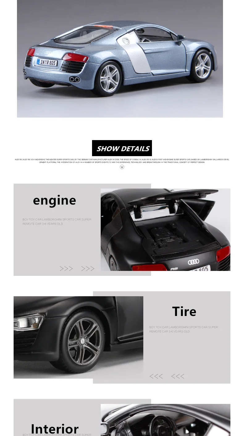 Maisto 1:24 Audi R8, модель автомобиля из сплава, модель автомобиля, украшение автомобиля, коллекция, Подарочная игрушка