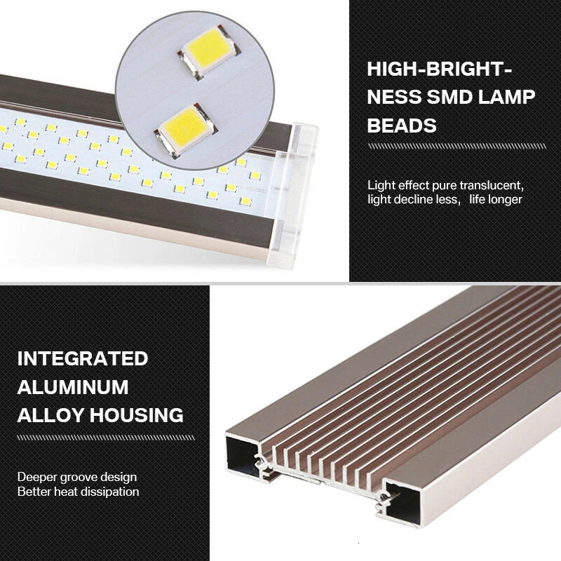 Sunsun аквариумный светодиодный светильник, светильник для аквариума, водонепроницаемый светильник, 28-75 см, расширяемый, 12-24 Вт, для аквариума