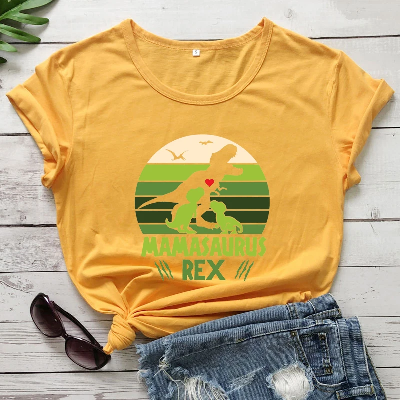 thumbnail image 1 of Camiseta de Mamasaurus Rex de colores, divertida camiseta de mamá dinosaurio, linda camiseta de regalo para el Día de la Madre, 1 of 4