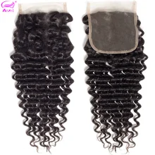 Ариэль Закрытие глубокая волна человеческих волос 20 дюймов прозрачного кружева закрытие бразильский синтетическое закрытие 4x4 закрытие средняя часть
