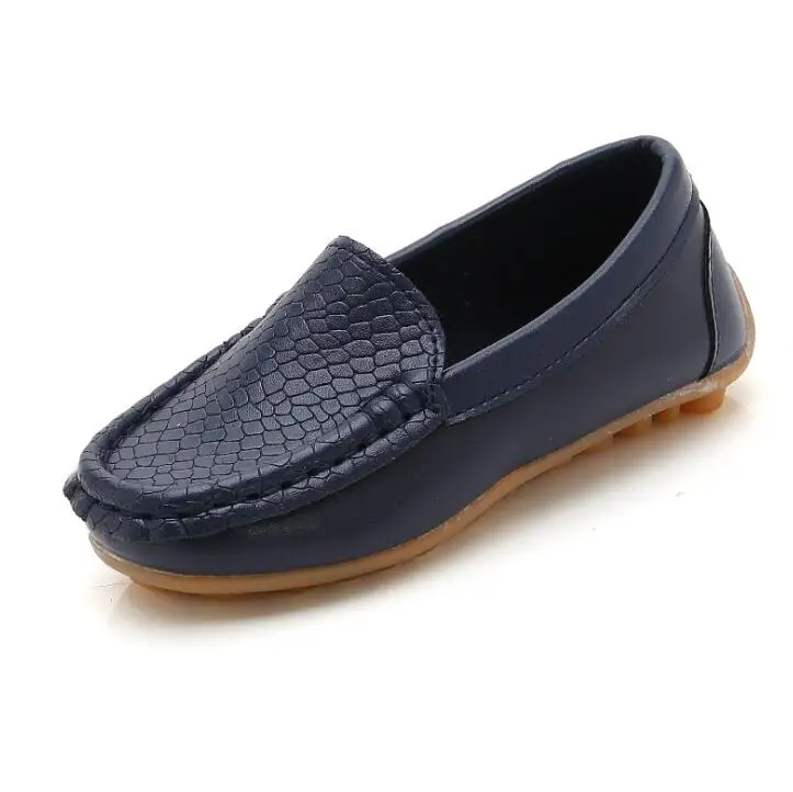 Dark blue 12 цветов, все размеры 21-36, детская обувь из искусственной кожи, повседневные стильные туфли для мальчиков и девочек, мягкие удобные лоферы, детская обувь без шнуровки - Цвет: Dark blue