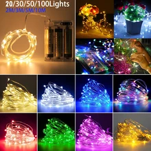 2M/3M/5M/10M Battery Copper Wire LED Fairy Lights Christmas Decor Party Holiday Lighting Festoon Led Light Garland String Lights