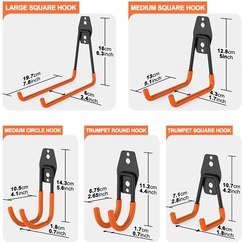 LUDA Garage Storage Utility двойные крючки, сверхмощный для организации электроинструментов, лестниц, сыпучих предметов, велосипедов, канатов и т. Д. 8 Пак