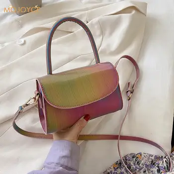 

Fashion Rainbow PU Leather Tote Crossbody Bag Vintage Women Shoulder Handbags Casual Messenger Top-handle Pouch