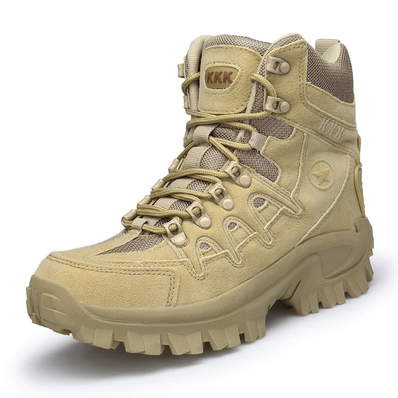Мужские профессиональные тактические походные ботинки водонепроницаемые дышащие уличные ботинки военные ботинки походные горные кроссовки - Цвет: 01 Sand color