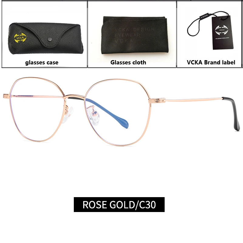 VCKA, женские компьютерные очки с защитой от Голубых лучей, оправа из сплава, защита от усталости и радиации, мужские очки, оправа Oculos De Grau - Цвет оправы: 6
