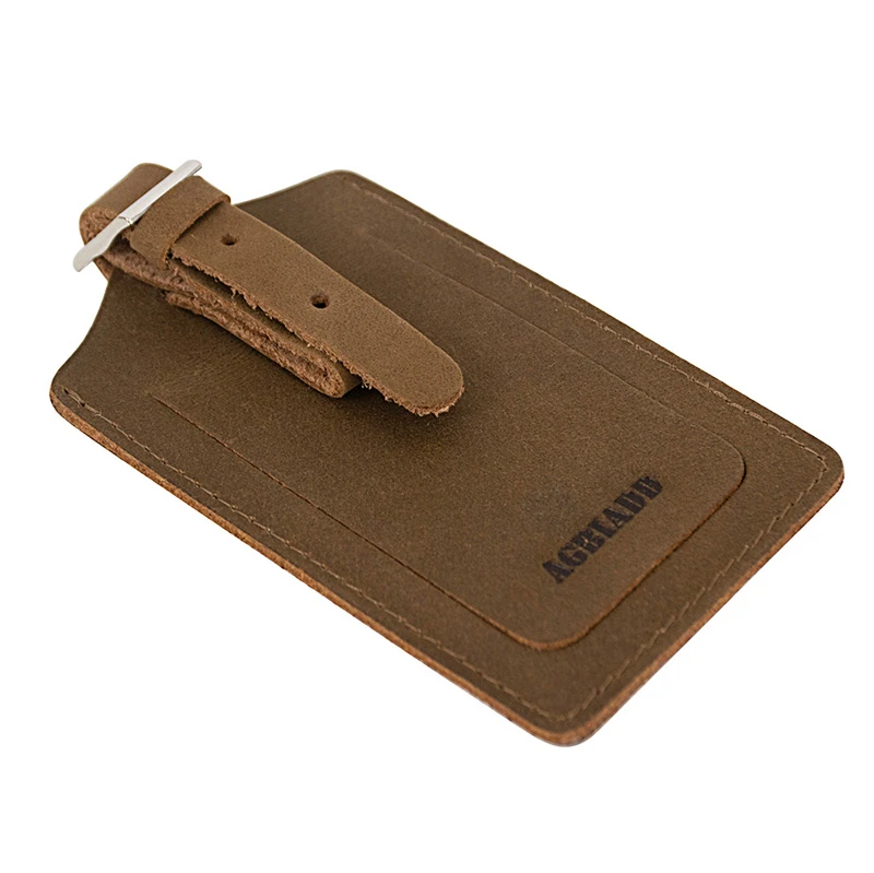 Бирки для багажа из натуральной кожи и бирки сумок набор 2 предметов (черный