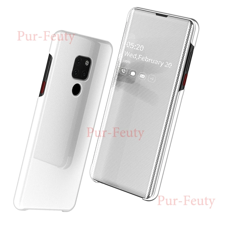 Чехол для huawei mate 20 HMA L09 L29 прозрачный зеркальный вид умный держатель-книжка защита милый чехол для huawei mate 20 HMA-L09 HMA-L29 - Цвет: Белый