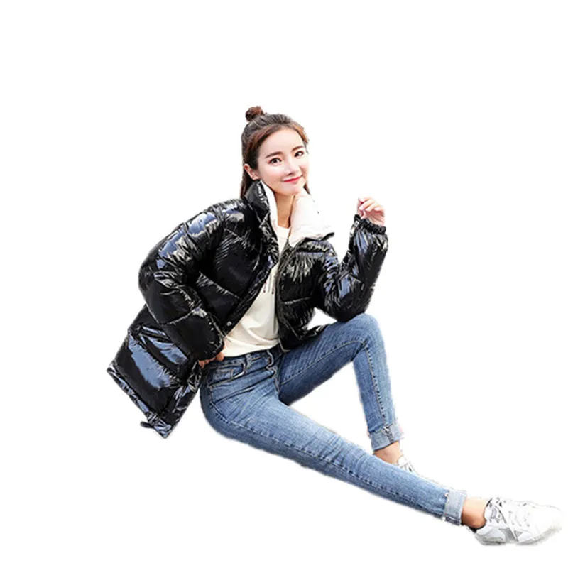 

Parka coat women plus size red purple black jacket winter new long sleeve standing collar short paragraph warmth clothing LR440