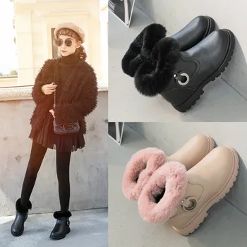 

Girls Martin Boots 2020 New Children's Winter Warm Shoes Fashion Cotton Short Ankle Boots Solid Thicking Waterproof Footwear