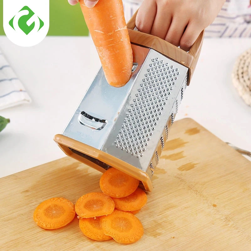 silver Stainless Steel Cheese Grater 4 Side Box Grater Vegetables Fruit Slicer Ginger Shredder Household Cutter