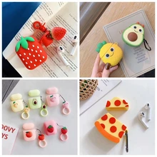 Чехол для AirPods с 3D милыми фруктами, клубникой, сосной, яблоком, авокадо, пиццей, чехол для наушников s для apple Airpods 2, Защитная крышка с подвеской