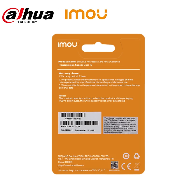 Карта памяти Dahua Imou 64 ГБ оригинальная высокоскоростная карта Micro SD класса 10