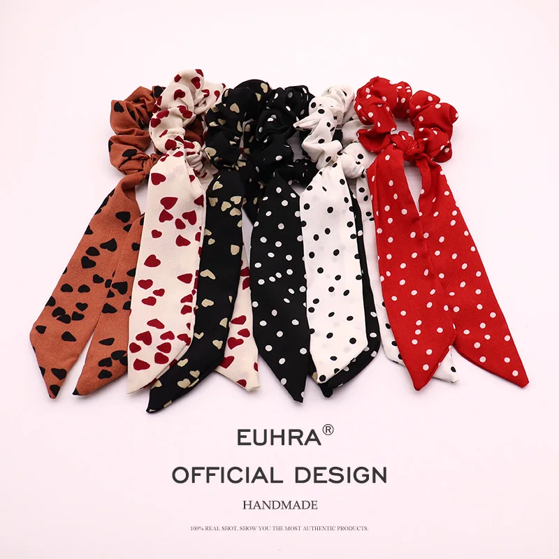 EUHRA, 6 цветов, Классическая лента, модные, для девушек, стримеры, для волос, трикотажные резинки для волос, конский хвост, головной убор, женские аксессуары для волос