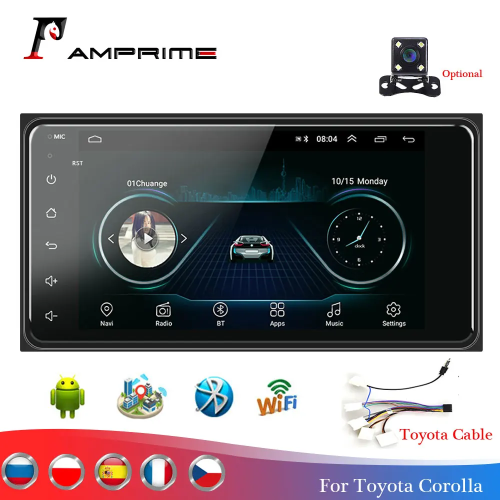 Автомагнитола AMPrime мультимедийный плеер на Android с 7 &quotэкраном GPS Wi Fi Bluetooth камерой заднего вида типоразмер 2
