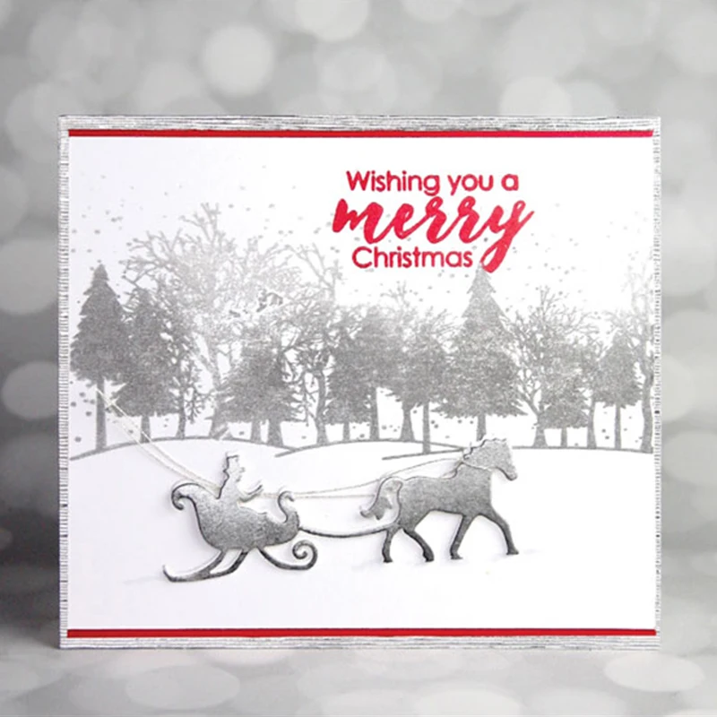 

Christmas Elements Kids Playing Snow Horse House Building Metal Cutting Die DIY Scrapbooking Paper Cards Cut Dies 2019
