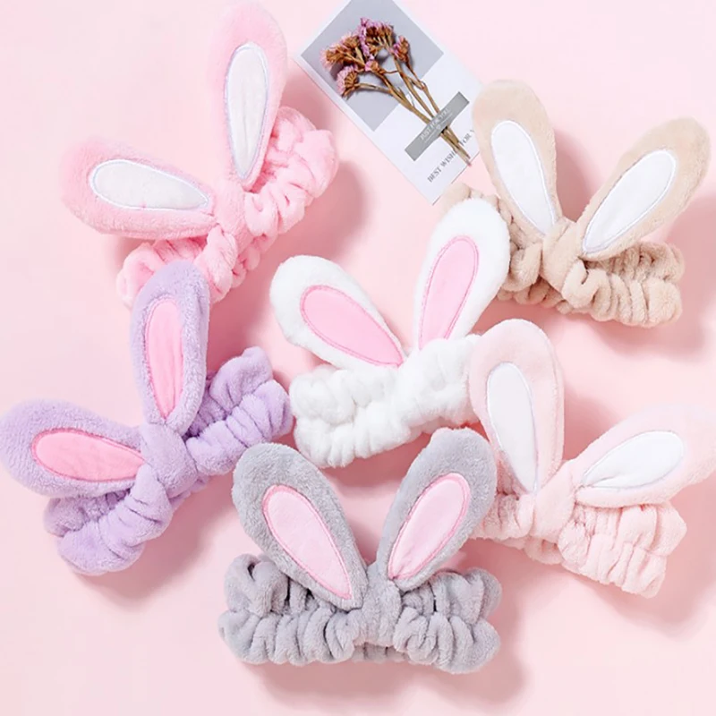 Fashion Hot! 1PC Women Girls Rabbit Ears Hairband Elastic Headdress Hair Accessories Cotton Makeup Tools |