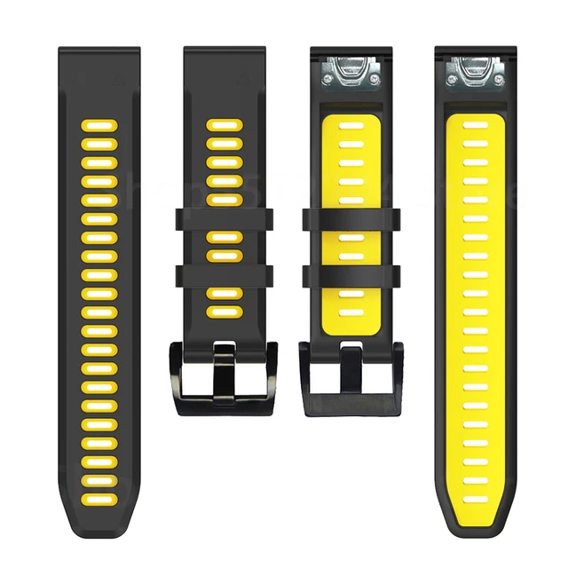 22 26MM Quick Release Bracelet Silicone Watch Wrist Band Strap For Garmin Fenix 6 6X Pro Fenix 5 5X Forerunner 935 945 Wirstband Bk-Ye