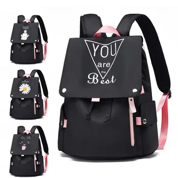 

Teenage girls school bags fashion black pink large school backpack waterproof book bag student girl Travel Mochilas